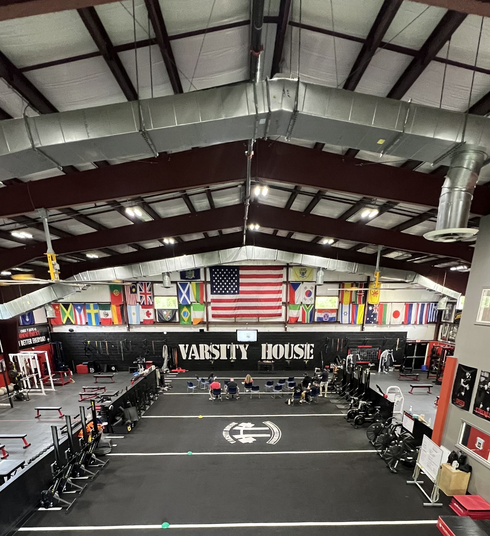 Varsity House Gym interior at dusk